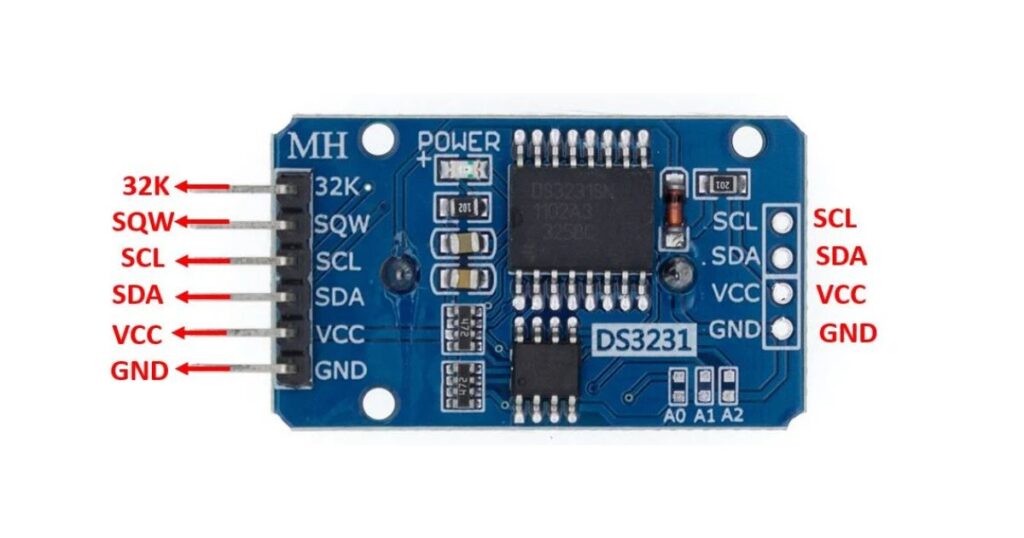 DS3231 RTC Module Pinout Diagram