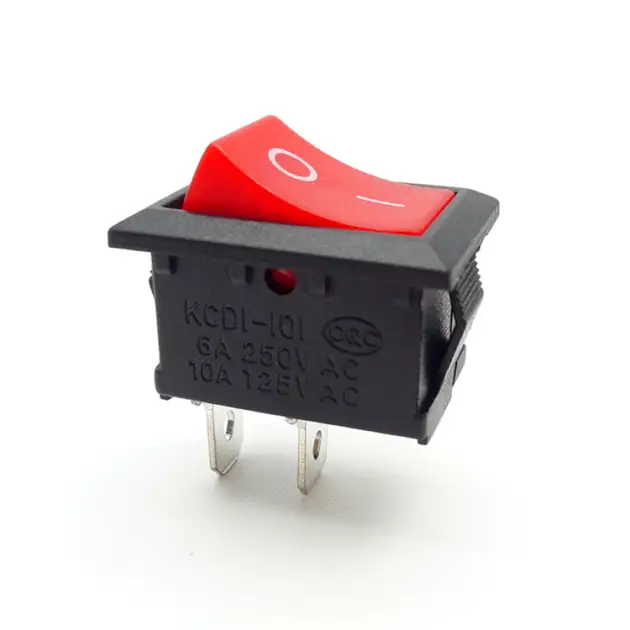 2 Pin 6A 250V AC SPST ON-OFF Rocker Switch Red color