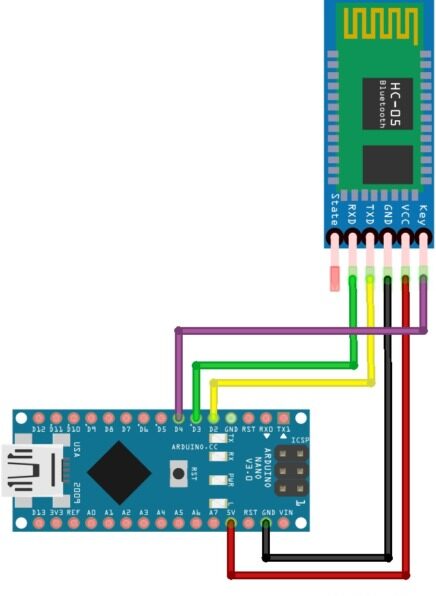 HC-05 Bluetooth Module and Arduino Nano Circuit