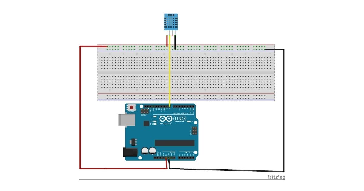 How to Connect the DHT11 to Arduino Diagram